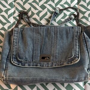 SHEIN Blue Denim Shoulder Bag with Chain Straps